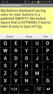 اسکرینشات 2 از محیط برنامه Big Buttons Keyboard Deluxe v4.0.5 برای اندروید