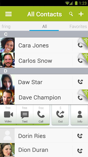اسکرینشات 1 از محیط برنامه fring Free Calls, Video & Text v4.2.0.19 برای اندروید
