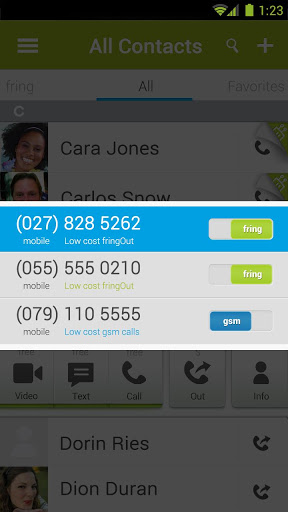 اسکرینشات 2 از محیط برنامه fring Free Calls, Video & Text v4.2.0.19 برای اندروید