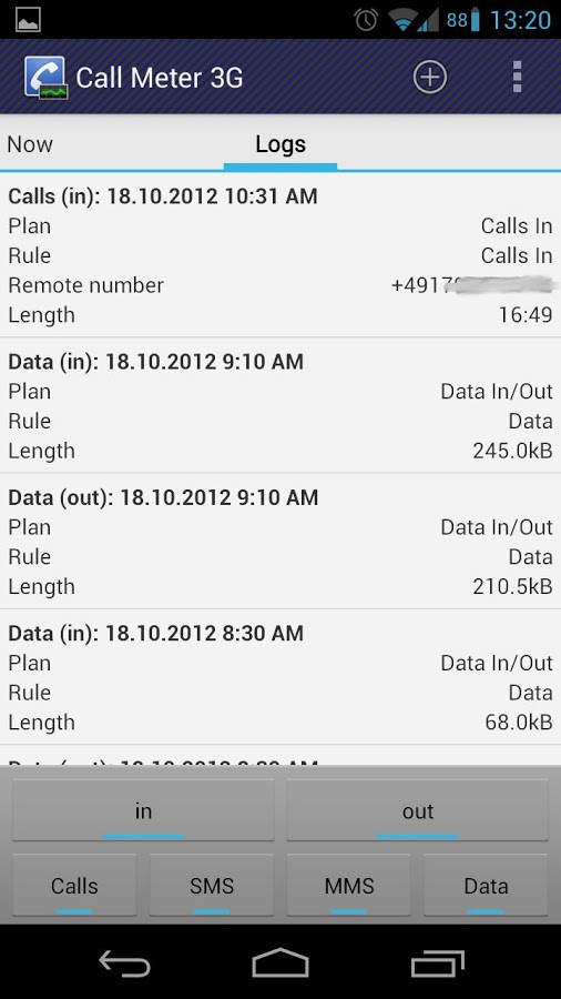 اسکرینشات 4 از محیط برنامه Call Meter 3G: THE monitor app v3.11.9.1 برای اندروید
