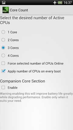 اسکرینشات 2 از محیط برنامه Tegra Overclock v1.5.7 برای اندروید