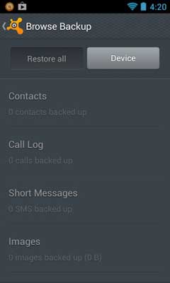 اسکرینشات 2 از محیط برنامه avast! Mobile Backup v1.0.5949 برای اندروید