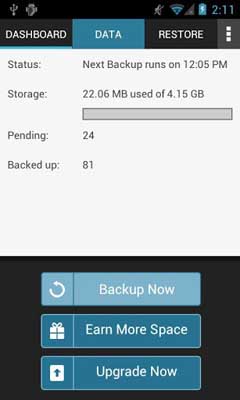 اسکرینشات 1 از محیط برنامه G Cloud Backup FULL v3.4.0 برای اندروید