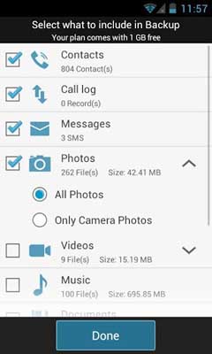 اسکرینشات 3 از محیط برنامه G Cloud Backup FULL v3.4.0 برای اندروید