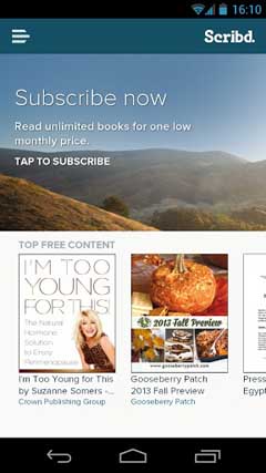 اسکرینشات 3 از محیط برنامه Scribd v3.1.4 برای اندروید