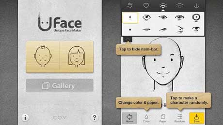 اسکرینشات 1 از محیط برنامه Uface – Unique Face Maker v1.1.0 برای اندروید