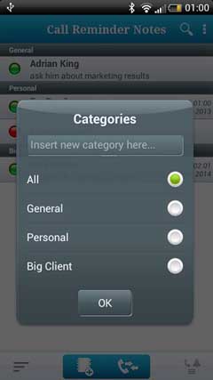 اسکرینشات 1 از محیط برنامه Call Reminder Notes Full v5.0.7 برای اندروید