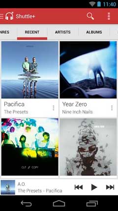 اسکرینشات 2 از محیط برنامه Shuttle+ Music Player v1.3.6 برای اندروید