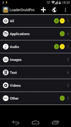 اسکرینشات 3 از محیط برنامه Loader Droid PRO download manager v0.9.9.3 برای اندروید