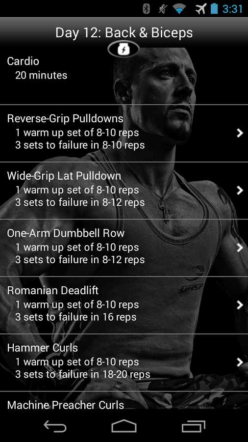 اسکرینشات 2 از محیط برنامه Kris Gethin’s 12 Week Trainer v1.5 برای اندروید