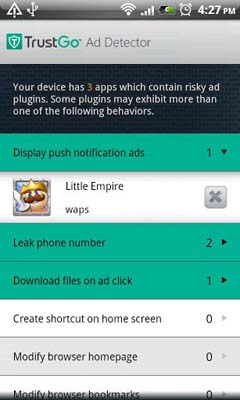 اسکرینشات 1 از محیط برنامه TrustGo Ad Detector v1.9.12 برای اندروید