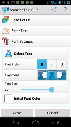 اسکرینشات 4 از محیط برنامه AmazingText Plus v1.2 برای اندروید
