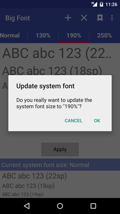 اسکرینشات 3 از محیط برنامه Big Font 2.52 برای اندروید
