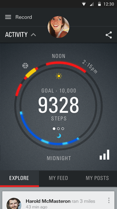 اسکرینشات 1 از محیط برنامه Under Armour Record 2.2.0 برای اندروید