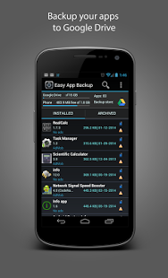 اسکرینشات 2 از محیط برنامه Easy App Backup 2.5 برای اندروید