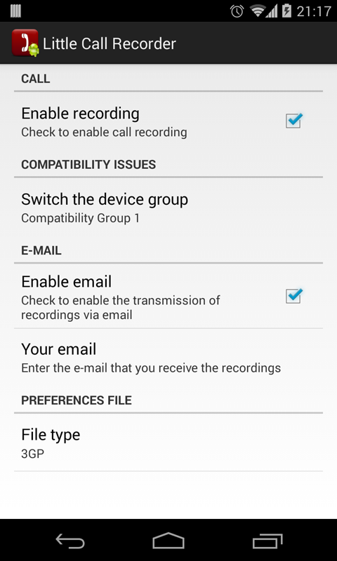 اسکرینشات 2 از محیط برنامه Little Call Recorder v1.0.10 برای اندروید