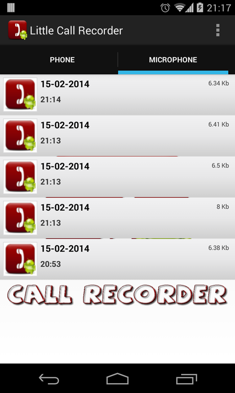اسکرینشات 5 از محیط برنامه Little Call Recorder v1.0.10 برای اندروید