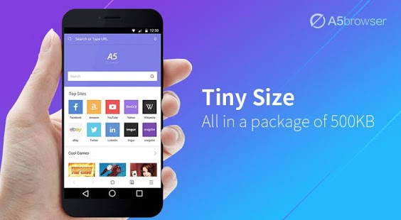 اسکرینشات 1 از محیط برنامه A5 Browser 1.0.1 برای اندروید