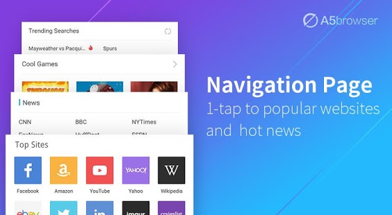 اسکرینشات 3 از محیط برنامه A5 Browser 1.0.1 برای اندروید