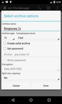 اسکرینشات 3 از محیط برنامه Arc File Manager v2.2.1 برای اندروید