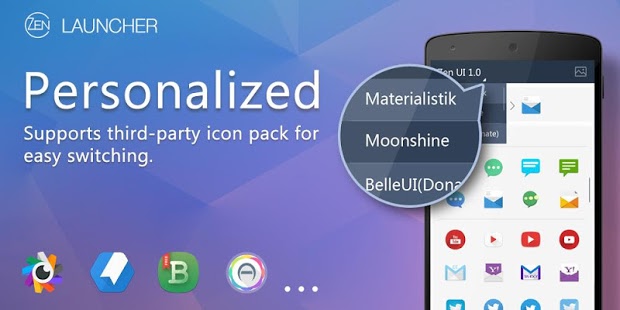 اسکرینشات 3 از محیط برنامه ZEN Launcher + Notification Plugin v1.5.7 برای اندروید