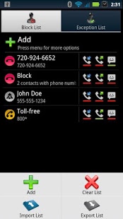 اسکرینشات 2 از محیط برنامه Advanced Call Blocker v2.1.38 برای اندروید