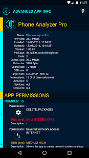 اسکرینشات 3 از محیط برنامه Phone Analyzer Pro v1.91.02 برای اندروید