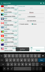 اسکرین‌شات 3 از محیط برنامه نرم افزار تبدیل پول کشورها برای اندروید