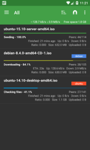 اسکرینشات 4 از محیط برنامه tTorrent برای اندروید