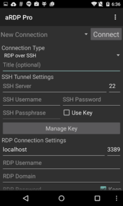 اسکرینشات 2 از محیط برنامه نرم افزار ریموت با پروتکل SSH برای اندروید