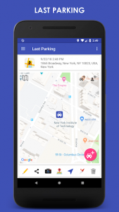 اسکرین‌شات 2 از محیط برنامه نرم افزار پیدا کردن جای پارک با GPS برای اندروید