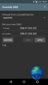 Override DNS (a DNS changer)