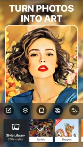 اسکرین‌شات 3 از محیط برنامه برنامه تبدیل عکس به نقاشی با فیلتر های متنوع برای اندروید