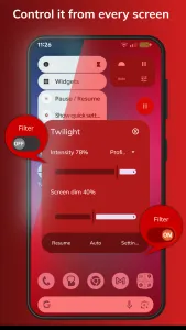 اسکرینشات 1 از محیط برنامه نرم افزار حذف نور آبی برای اندروید