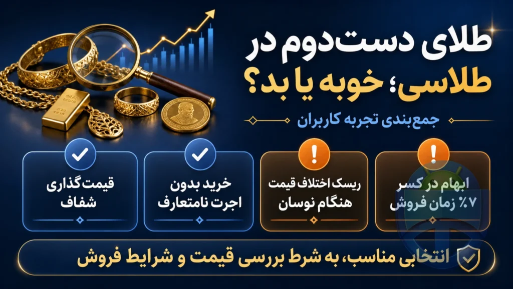 خرید طلای دست دوم در طلاسی خوبه یا بد؟ نظرات واقعی کاربران خرید طلای دست دوم در طلاسی خوبه یا بد؟ نظرات واقعی کاربران