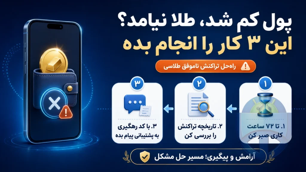مشکل ثبت نشدن تراکنش خرید طلا در طلاسی حل شد! (راه‌حل واقعی)