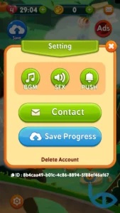 صفحه تنظیمات Bunny Pop