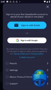 اسکرینشات 1 از محیط برنامه Speedtest by Ookla برای اندروید