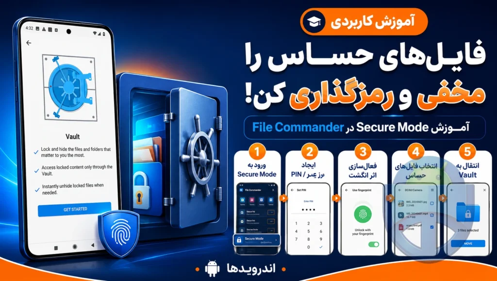 آموزش Secure Mode در File Commander؛ ۷ قدم طلایی برای مخفیسازی و رمزگذاری فایلهای حساس آموزش برنامه مخفی ساز فایل
