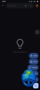 صفحه افزودن Google Keep