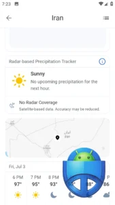 صفحه آب و هوای RainViewer