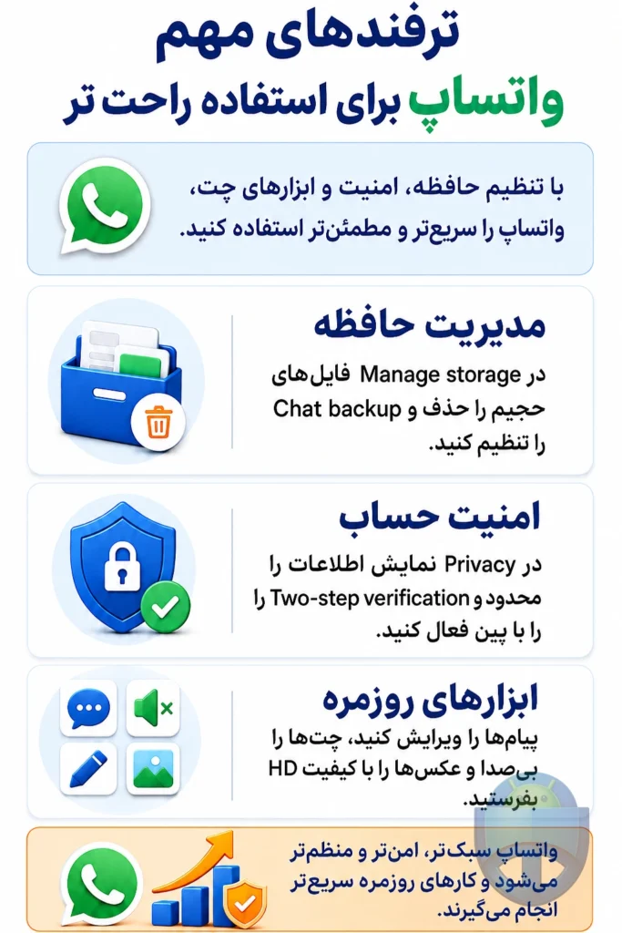 ترفندهای مهم واتساپ در اندروید برای استفاده راحت‌تر