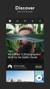 محیط کاربری برنامه EyeEm اندروید