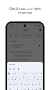 محیط کاربری برنامه Google Tasks اندروید