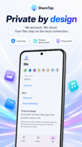 تنظیمات اتصال در برنامه nearshare اندروید